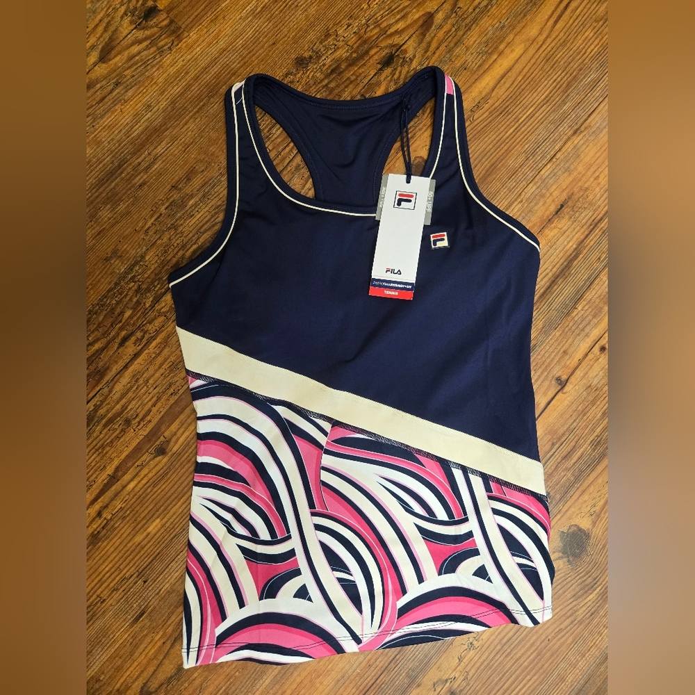 Fila sport tankini S nwt upf wicking built in bra tennis pickle swim  msrp$70